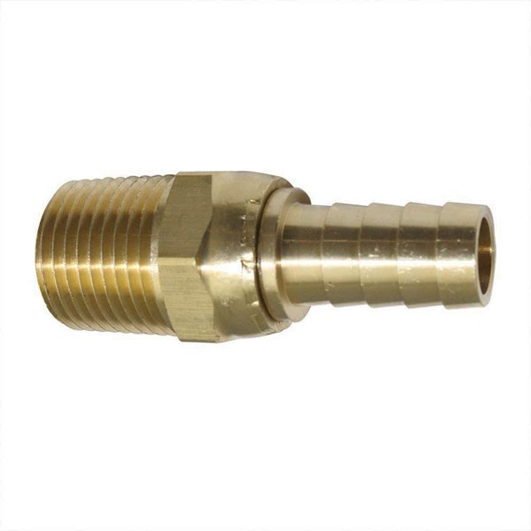 Interstate Pneumatics Brass Hose Fitting, Connector, 1/2 Inch Swivel Barb x 1/2 Inch Male NPT End, PK 6 FMS188-D6